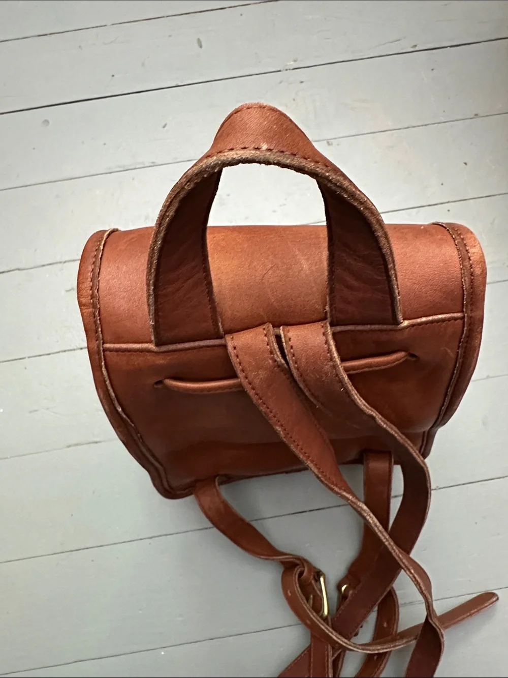 Coach Mini Leather Daypack Backpack Purse English Glove Tan Brown Brass Vintage